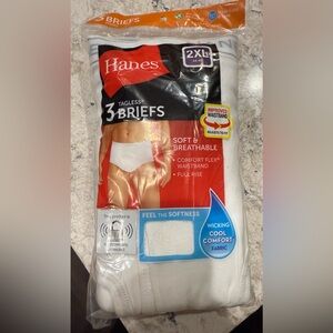 Hanes Men’s White Briefs 3-Pack 2XL (44–46) NEW Sealed